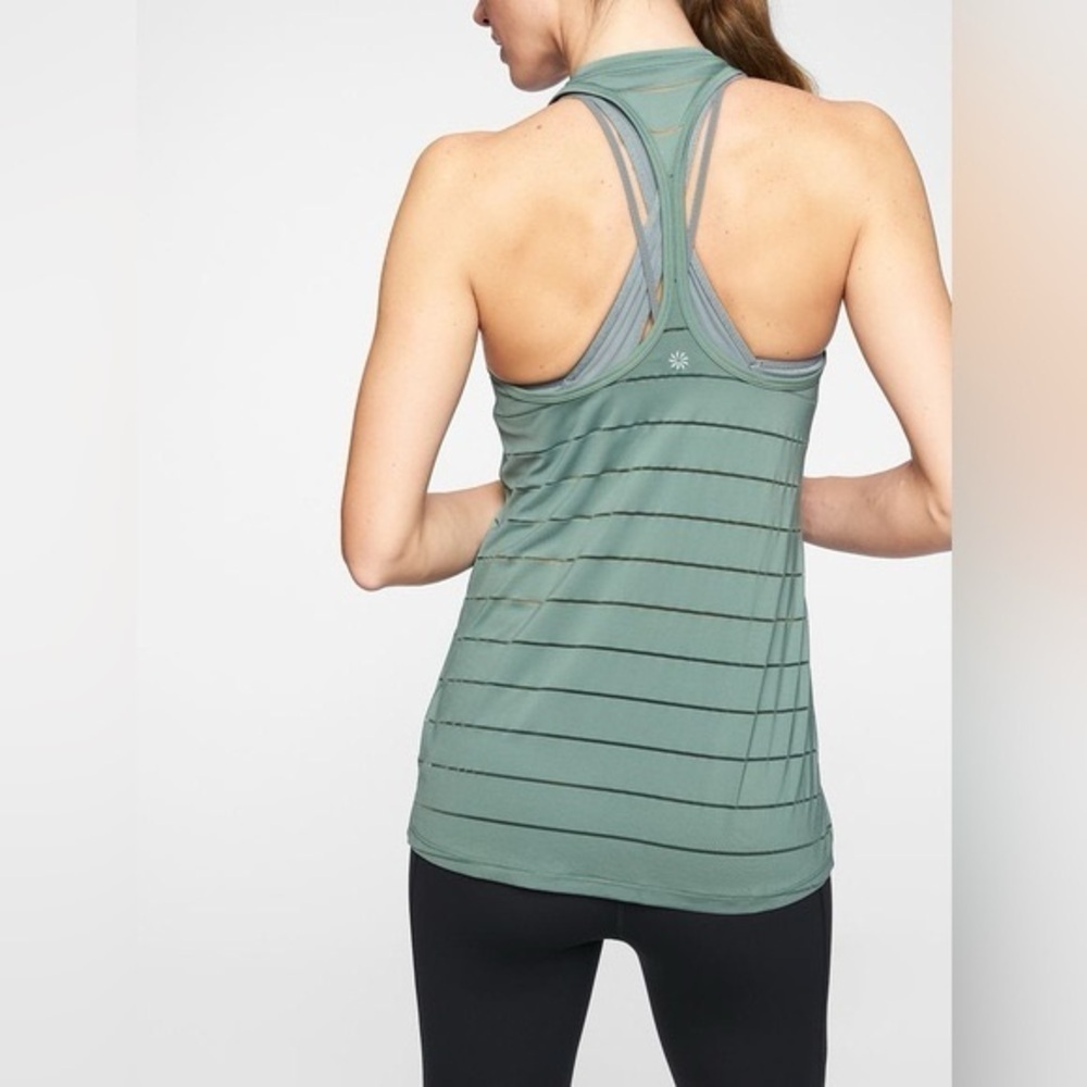 Athleta Stripe Mesh High Neck Chi Tank